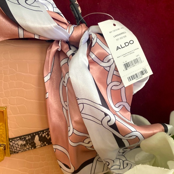 Aldo 'GLENDA' Convertible Satchel in Light Pink & Snakeskin Print - Picture 4 of 15